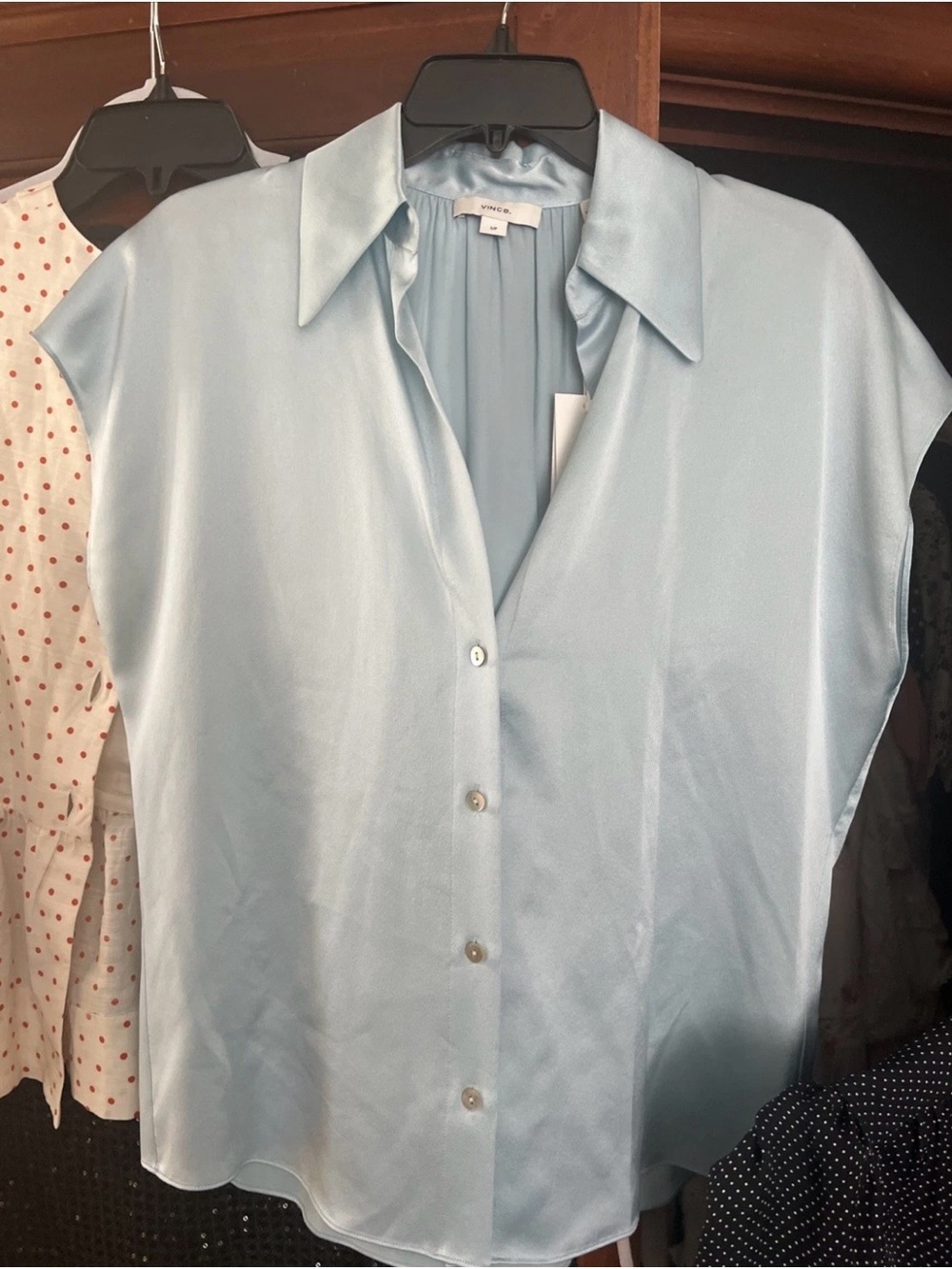 Vince cap sleeve rouched back silk blouse